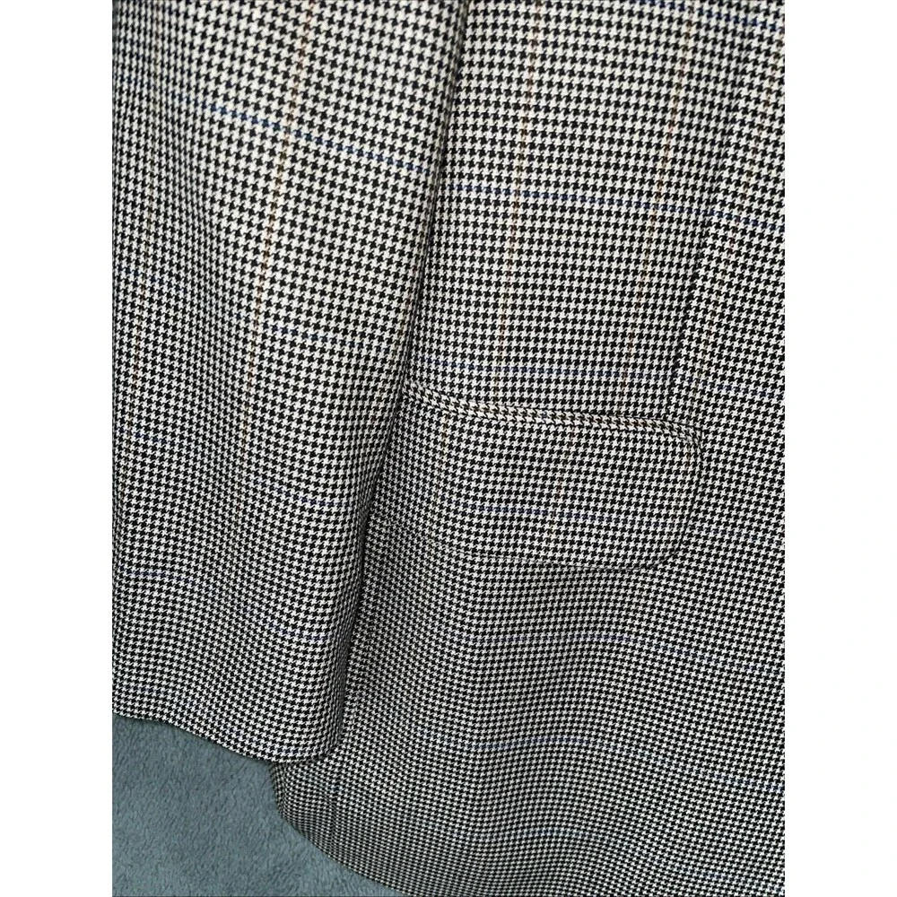 Jos A Banks Blazer Mens 44R‎ Black Silk Wool Houndstooth Plaid Buttons Career